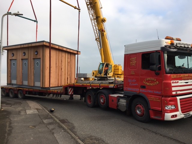 Swale public toilets arriving on a lorry
